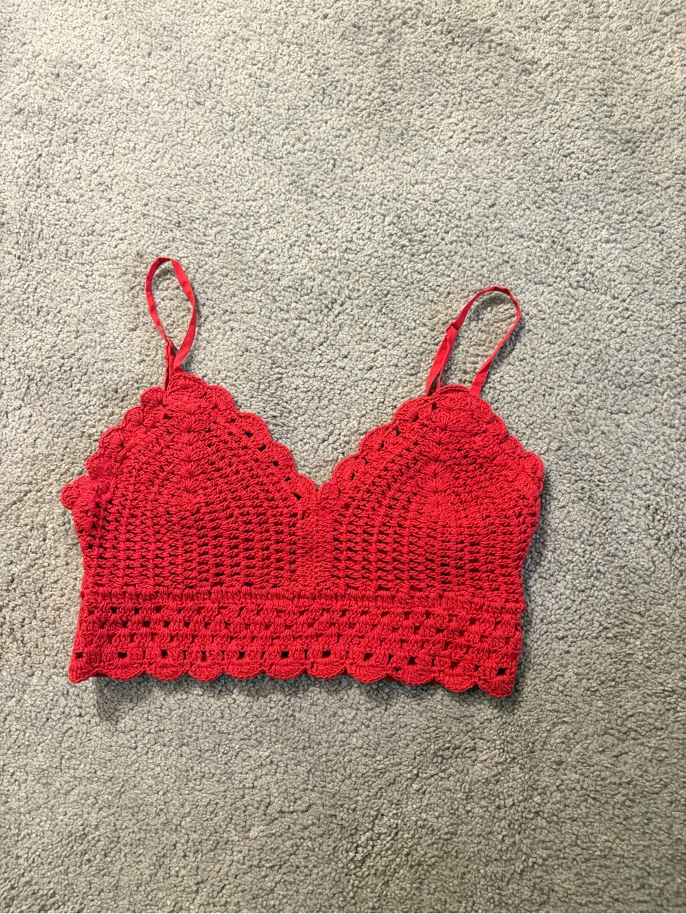 Red Crochet Bralette Crop Top - Women